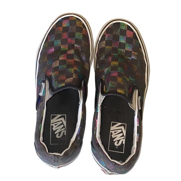 Vans Iridescent Checkered Checkerboard Low Top Skater Sneaker Classic Slip On - Picture 6 of 10